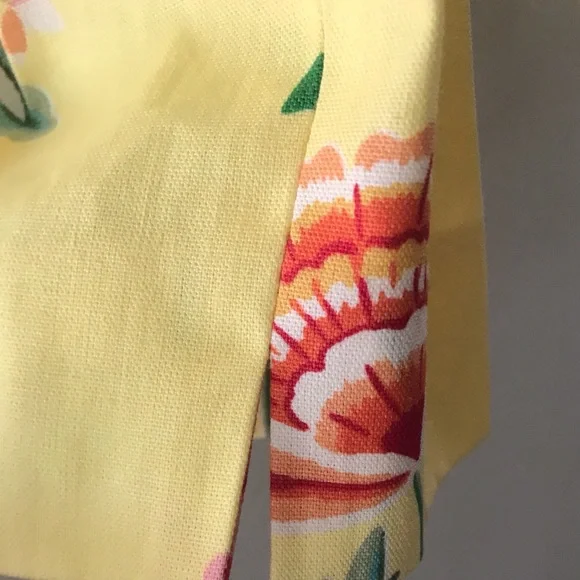 Vintage Judy Lee Cole Cropped Pants High Rise Size 4 Retro Yellow floral - Picture 3 of 4